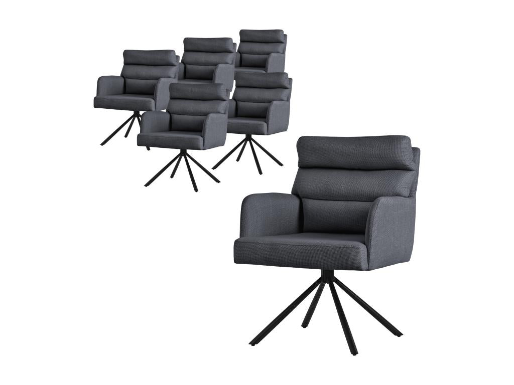Ventoriq Swivel Dining Chair Set of 6 Pieces Anthracite Lounge Chair with Armrests and Backrest VIGN10798