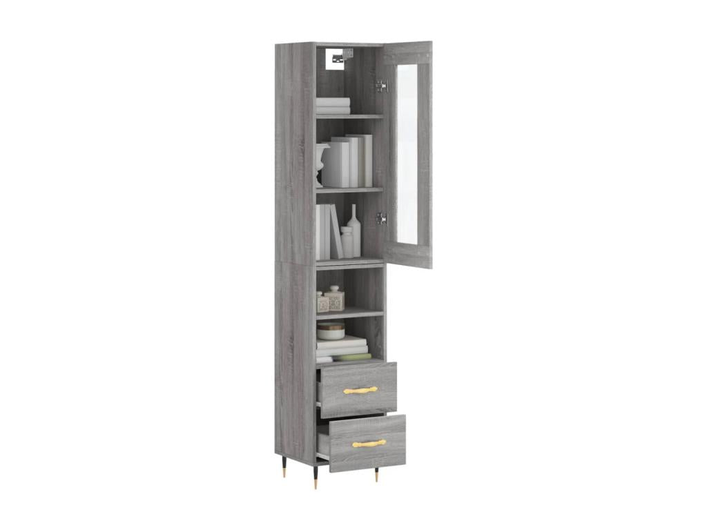 Ventoriq Highboard, Grey, 34.5x34x180 cm, Engineered Wood, ERZY48391