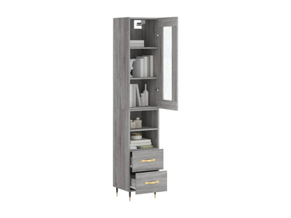Ventoriq Highboard, Grey, 34.5x34x180 cm, Engineered Wood, ERZY48391