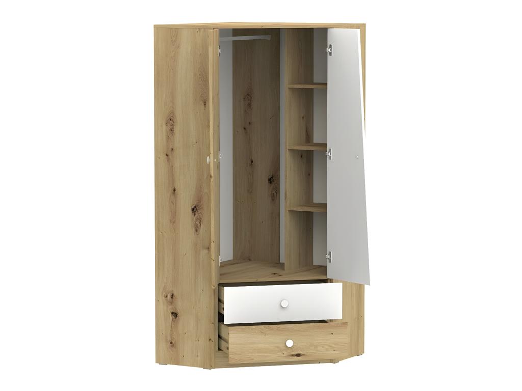 Ventoriq 101 Corner Cabinet, White - Oak, Ventoriq 191x87x87cm, Number of shelves: 3, WGBV83302
