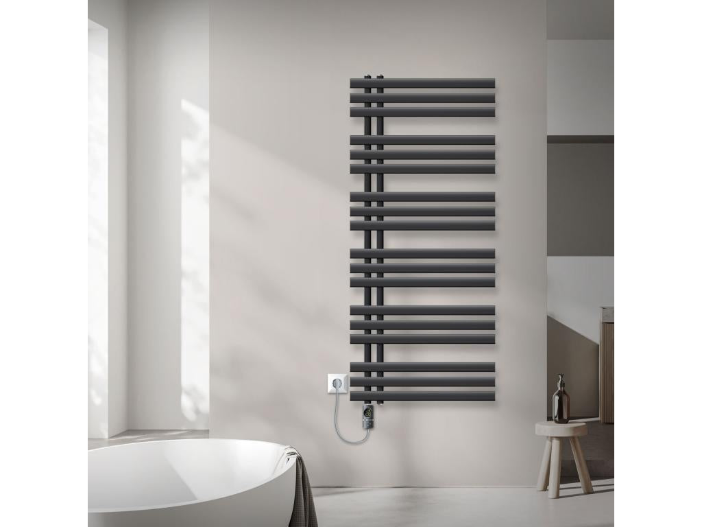 Ventoriq 600x1400mm Anthracite Electric Bathroom Radiator with 1200W Heating Element XCCF62241