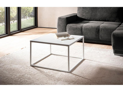 Square Coffee Table, White and Silver Metal, 60x60x40 cm, Modern Living Room Table MQOU80541