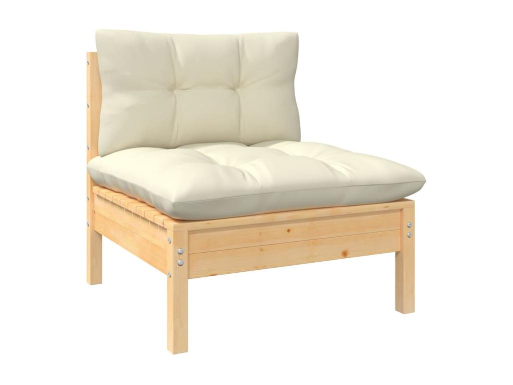 12-piece garden furniture set with cream cushions, pine wood, LIPS40736