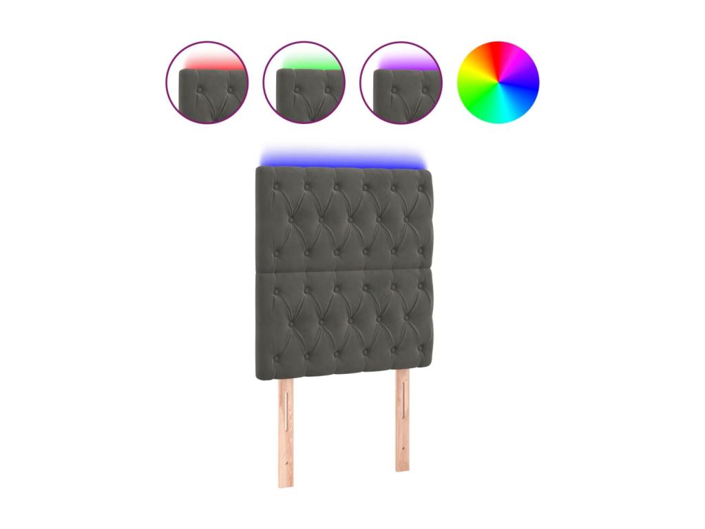 LED Headboard Dark Grey 80x7x118/128 cm Velvet GKGH12325