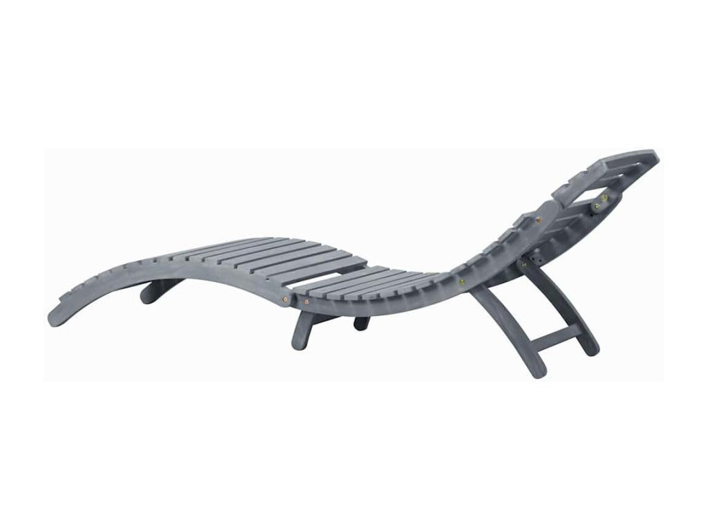 Chaise longue with cushion, Grey, Solid Ventoriq Wood JMJF51076