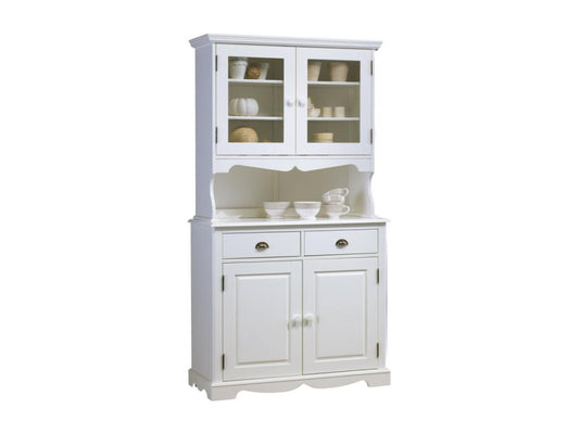 White 4-Door English Style Sideboard with 6 Shelves, W 101 cm H 186 cm D 42 cm CMXG08328