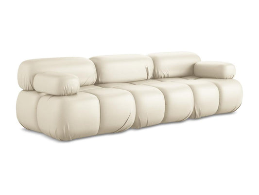 Modular 3-seater sofa in faux leather - light beige - Ventoriq JTUS14394