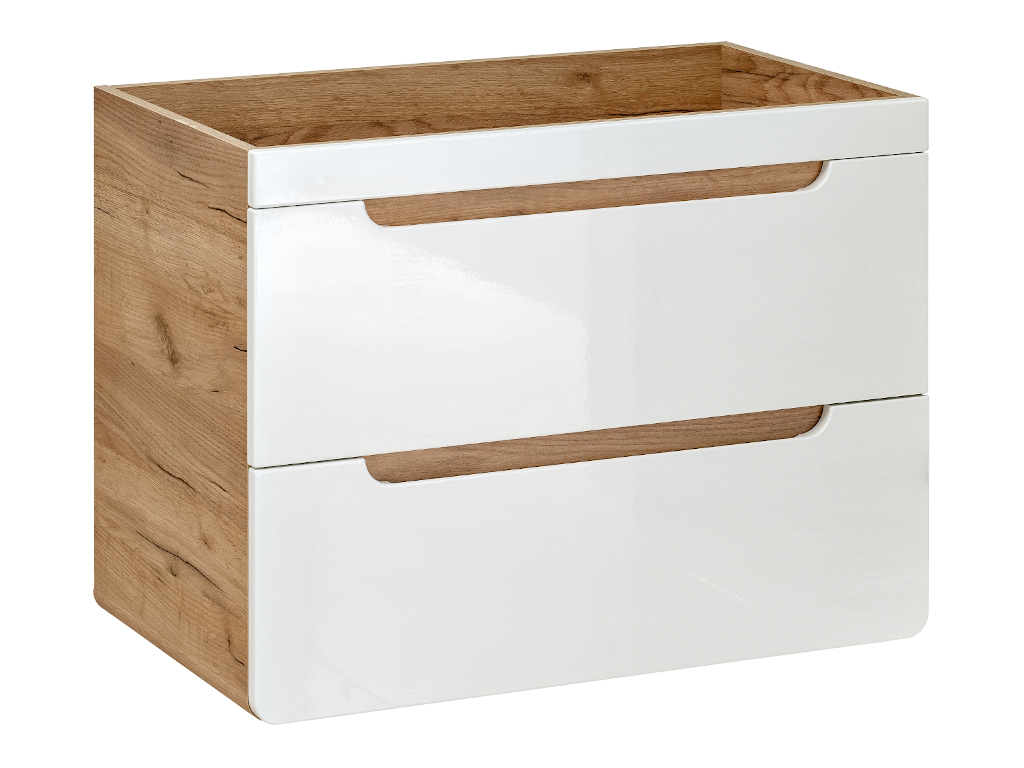 Wall-hung vanity unit in natural and white - 80 cm - Ventoriq LLYP56468