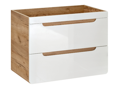 Wall-hung vanity unit in natural and white - 80 cm - Ventoriq LLYP56468