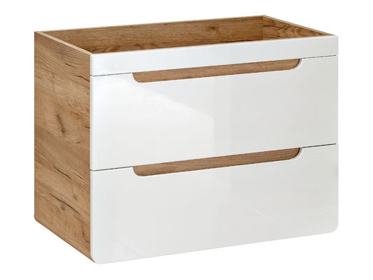 Wall-hung vanity unit in natural and white - 80 cm - Ventoriq LLYP56468