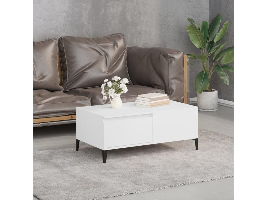 Coffee table, white, 90x50x36.5 cm, engineered wood, QXWB76781