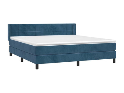 Upholstered bed base and mattress, Dark Blue, 160x200cm, Velvet, NDHB70232