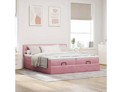 Ottoman bed frame with pink velvet mattress 160x200 cm MVWR77282