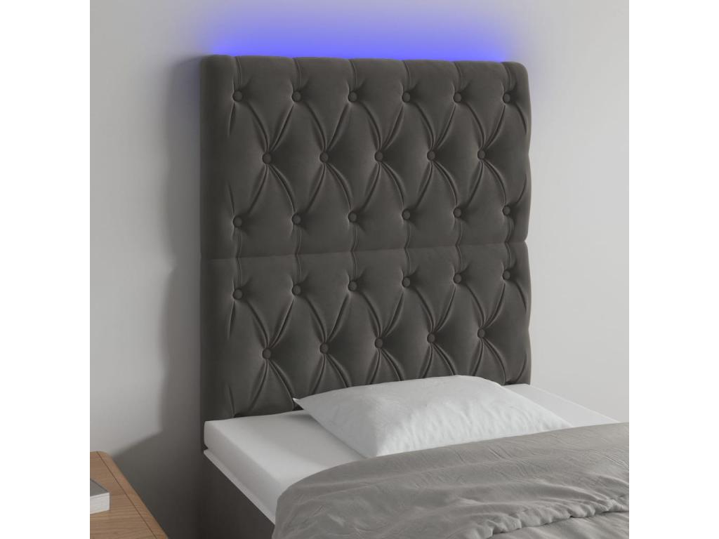 LED Headboard Dark Grey 80x7x118/128 cm Velvet GKGH12325