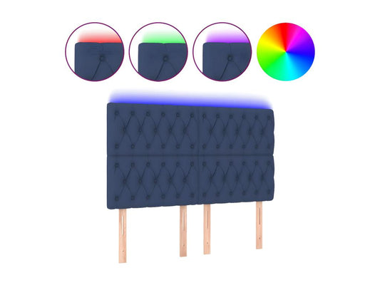 Blue LED Headboard 144x7x118/128 cm Fabric QQFH99807