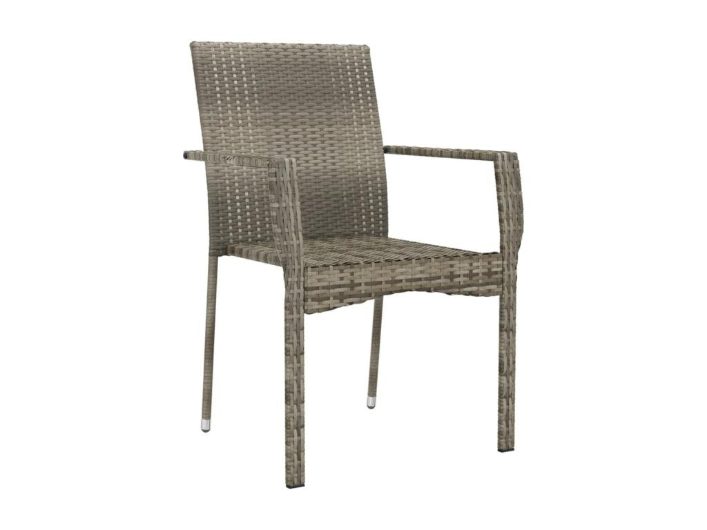 Garden chairs with cushions, 4 pieces, woven resin, grey, ASOO12802