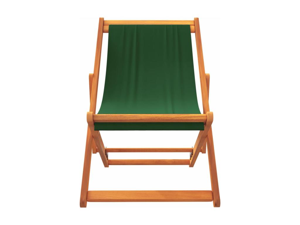 Folding beach chairs, set of 2, green fabric, JDVL69588