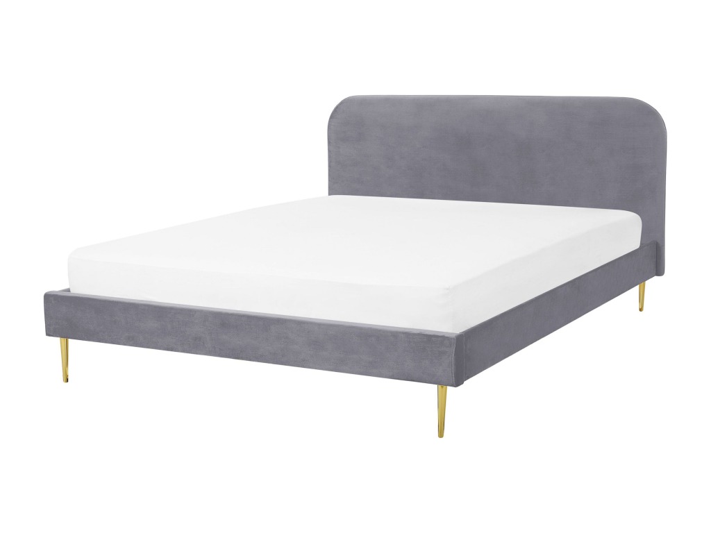 Bed with slatted base, Boislis velvet, 140x200 cm, Grey, VAHM13162