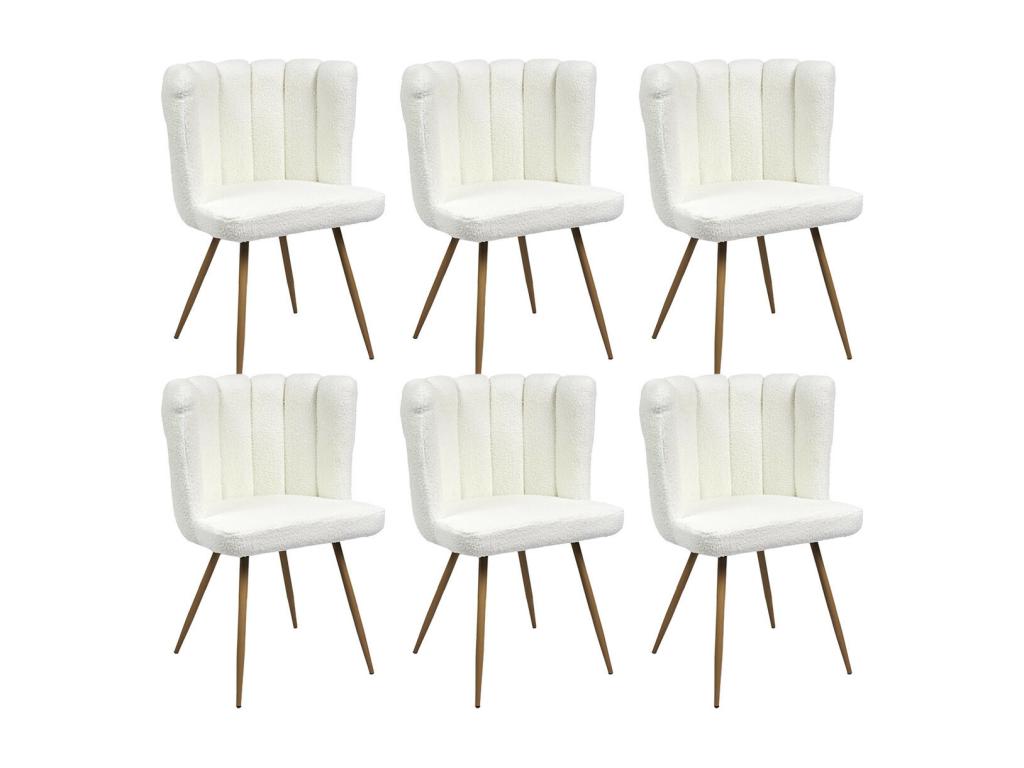 Ventoriq - Set of 6 White Boucle Fabric Armchairs KJTX94109