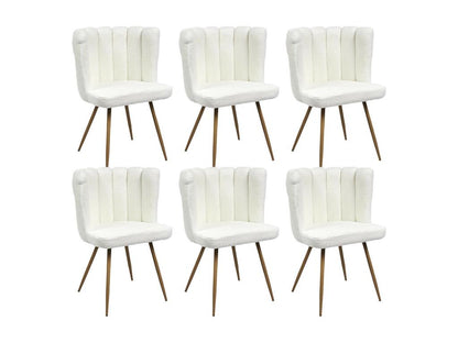 Ventoriq - Set of 6 White Boucle Fabric Armchairs KJTX94109