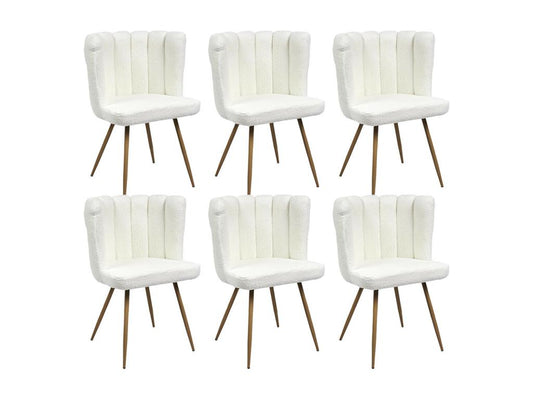 Ventoriq - Set of 6 White Boucle Fabric Armchairs KJTX94109