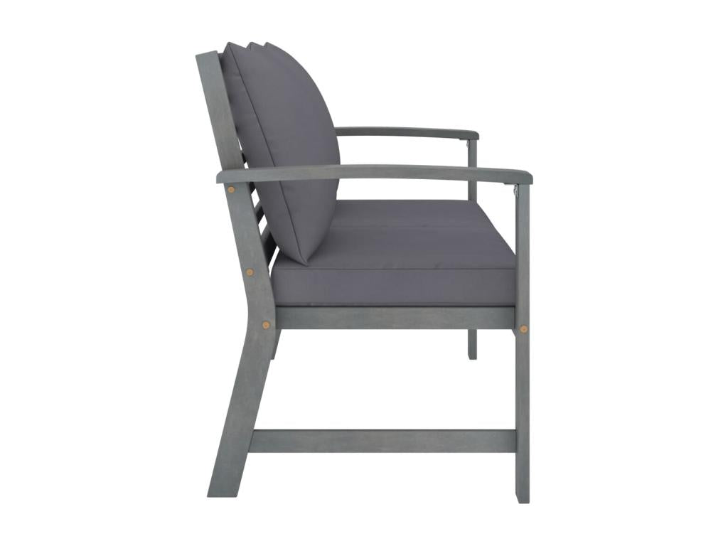 Ventoriq OUNO64583 120cm Garden Bench and Dark Grey Cushion Solid Wood