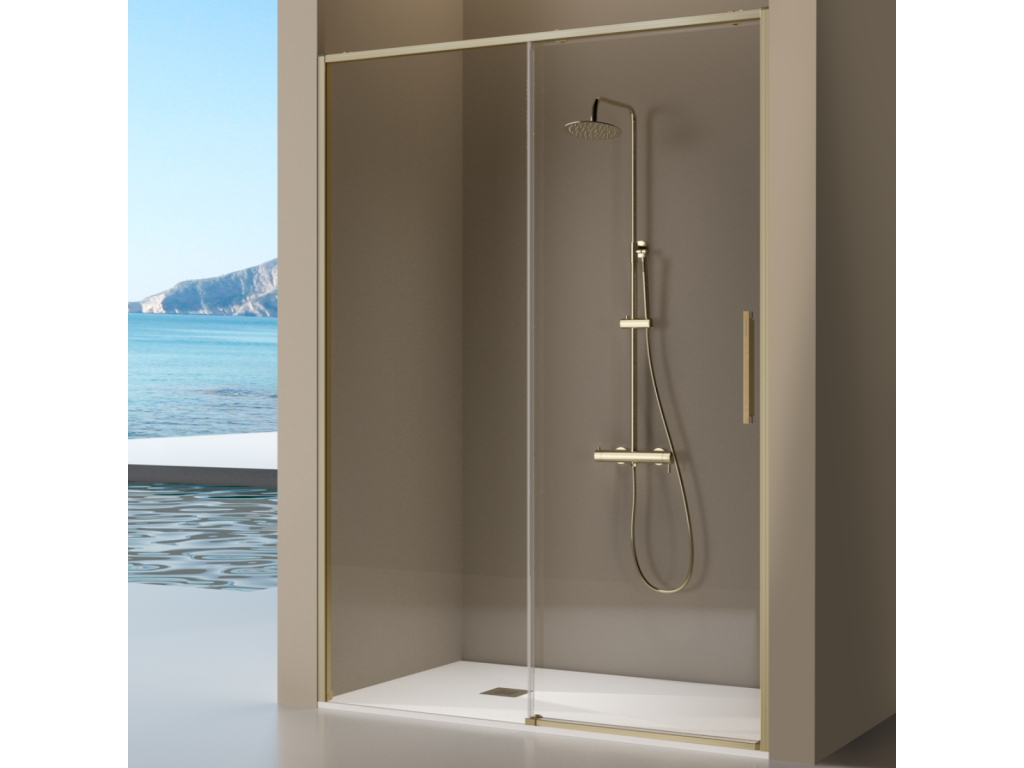 Ventoriq fixed shower screen with sliding door, brushed gold, 154-156.6 cm, BEYB22278