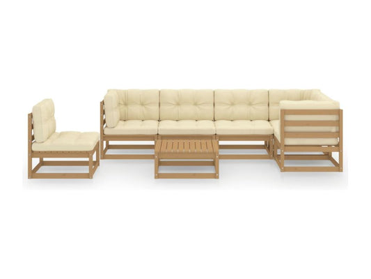 7-piece garden furniture set with cushions, solid pine wood MBCI25871