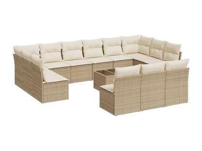 14-piece beige resin wicker garden furniture set with cushions ABUZ60205