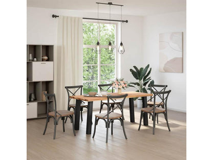 Light brown rectangular solid oak dining table NKNH26929