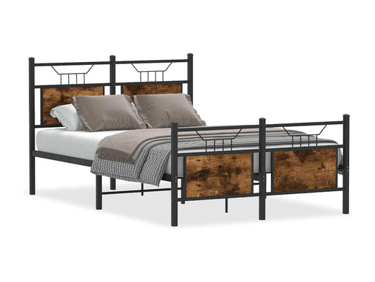 Bed frame without mattress, smoked oak, 120x190 cm, engineered wood, TYKI28852