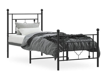 Metal bed frame with headboard/footboard, black, 75x190 cm WPPH22308