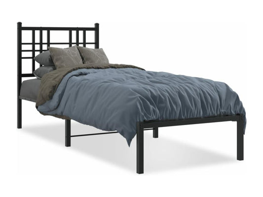 Metal bed frame without mattress, with black headboard, 75x190 cm, CPCO88607