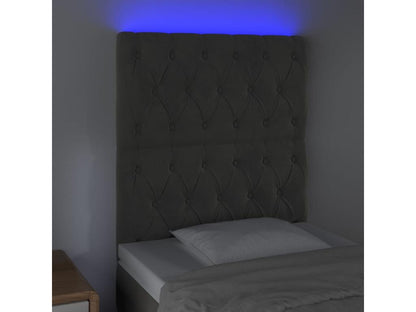 LED Headboard Dark Grey 80x7x118/128 cm Velvet GKGH12325