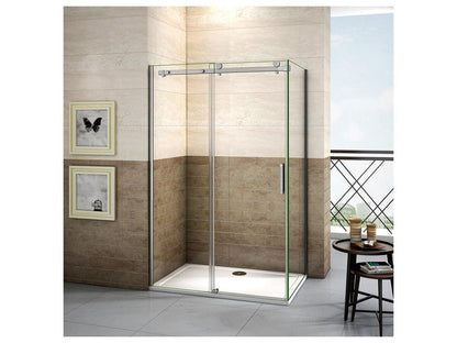 Sliding shower enclosure 130x90x195cm, 130cm shower door, 195cm high side panel, 8mm anti-limescale glass TLNB55279