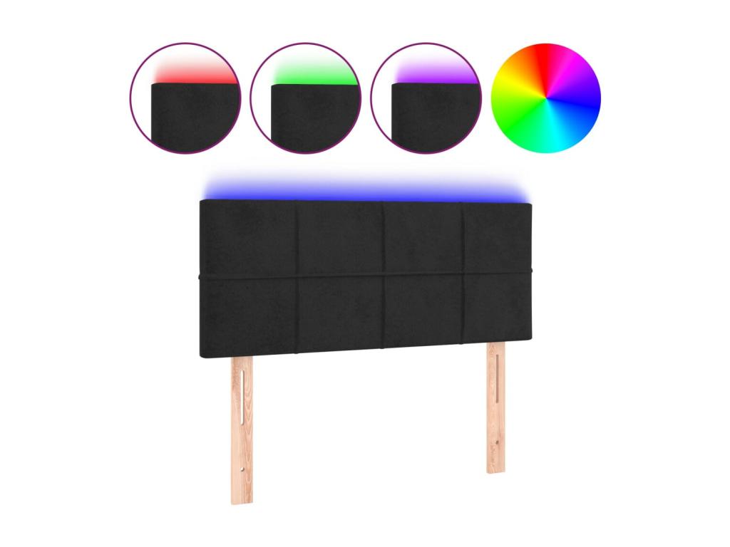 Black LED Headboard 100x5x78/88 cm Velvet CLPR88285