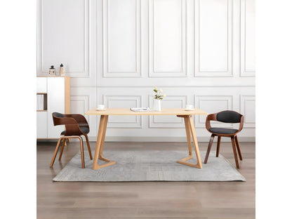 Dining chairs, set of 2, bentwood and grey fabric, CMLF64052