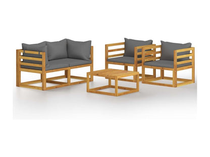 5-piece garden furniture set with cushions, solid Ventoriq wood, FEWZ95009