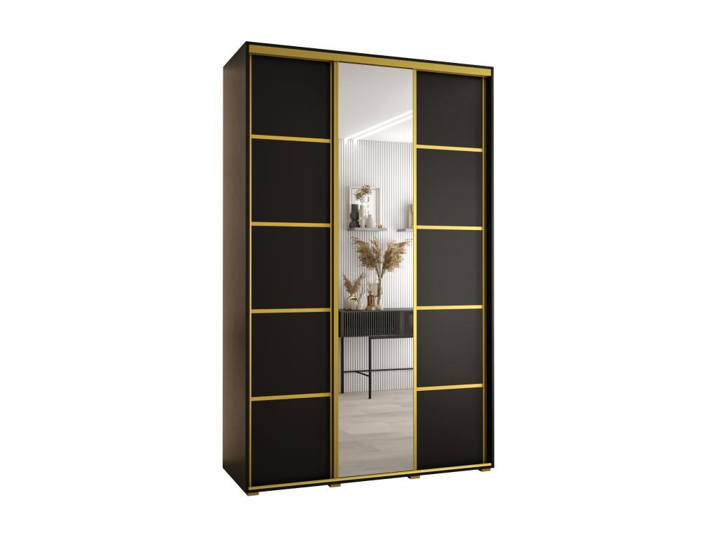 Ventoriq 5 Sliding Door Wardrobe 235.2/160/60 3 Doors Black/Black/Gold KZSU90614