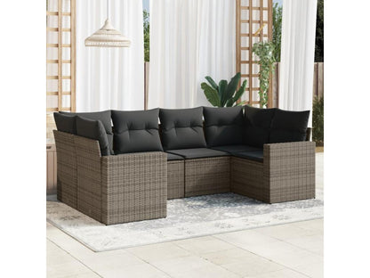 6-piece garden furniture set with grey resin wicker cushions KSLK35688