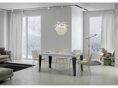 Ventoriq Extendable Dining Table - White - Ventoriq Base and Support - 2 Slim Extension Leaves - Extendable Width 130 to 234cm PZCL41432