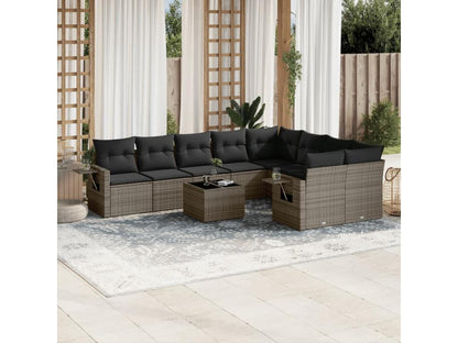 Garden furniture set with cushions, 10 pieces, grey woven resin ALCJ27329