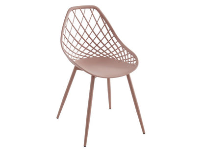 Set of 2 polypropylene garden chairs with metal legs - Old rose - Mobenze KINX06929