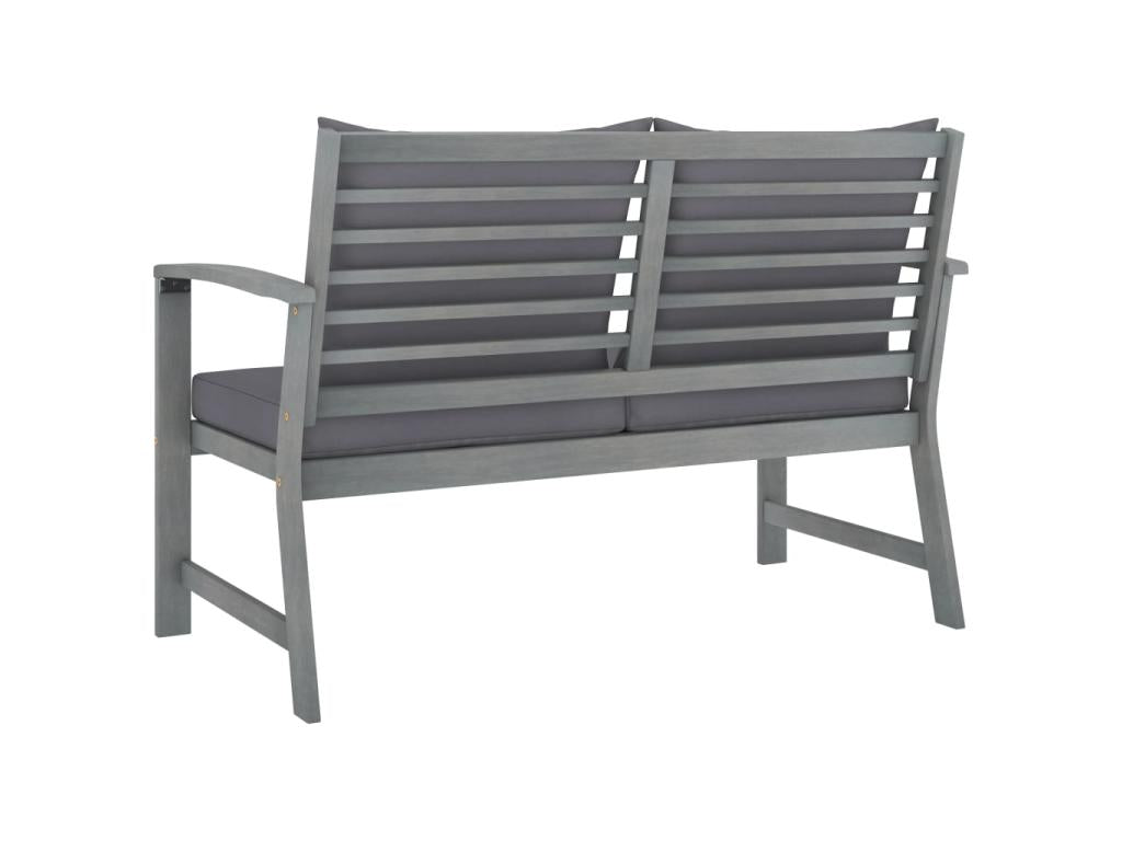 Ventoriq OUNO64583 120cm Garden Bench and Dark Grey Cushion Solid Wood