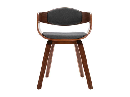 Dining chairs, set of 2, bentwood and grey fabric, CMLF64052