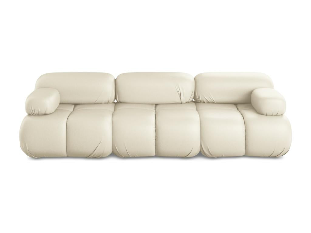 Modular 3-seater sofa in faux leather - light beige - Ventoriq JTUS14394