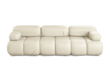 Modular 3-seater sofa in faux leather - light beige - Ventoriq JTUS14394