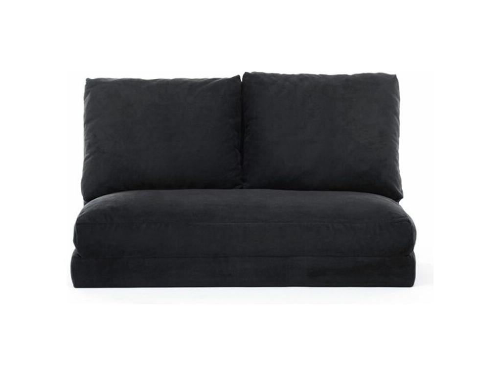 Ventoriq Multi-Position Convertible Velvet Armchair - Black - 2-Seater XWLN43599