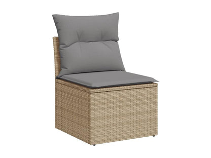 9-piece garden furniture set with cushions, beige woven resin XZJL96101