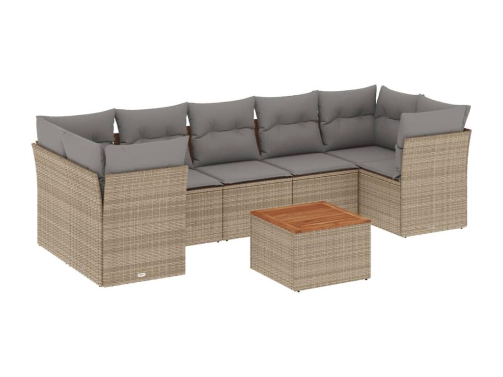 6-piece garden furniture set with cushions, beige woven resin, GZIW16716